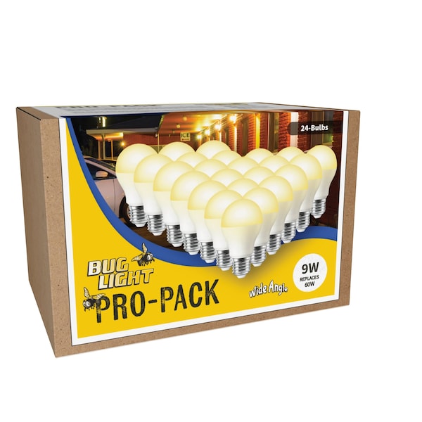 Miracle Led LED Wide Angle Bug Light Pro-Pack 9W Replaces 60W Lightbulbs, Deters Insects, 24PK 801982 - main